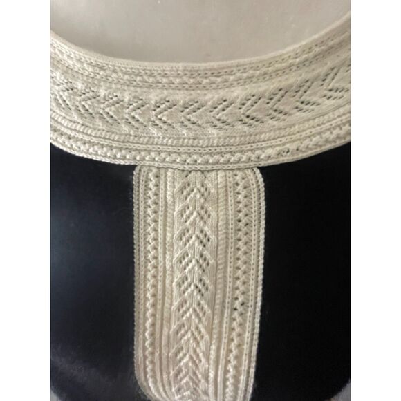 Talbots Woman 1X Black Dress Cream Trim Fit Flare Knit Midi 3/4 Sleeve - Picture 3 of 12